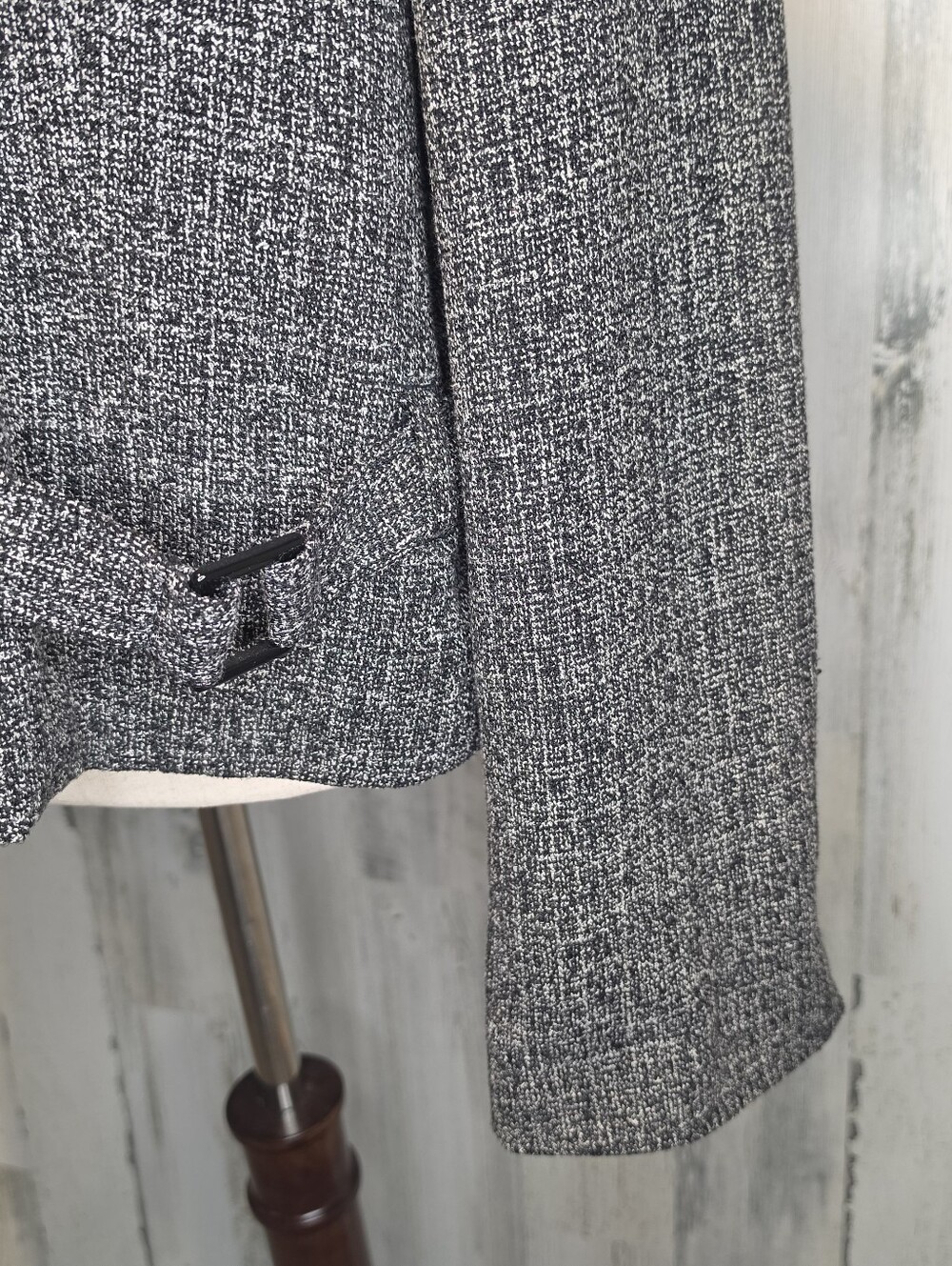 Dressbarn Women's XL Black White Tweed Zip Front Career Jacket Blazer Textured - Picture 2 of 9